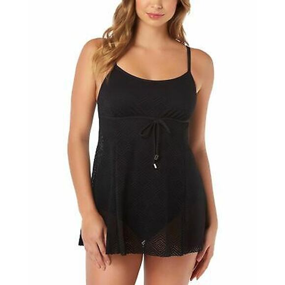 Swim Solutions Empire Princess Crochet Black One-Piece Swimdress 8 NEW - Picture 1 of 4